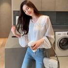 Puff-sleeve Polka Dot Chiffon Shirt