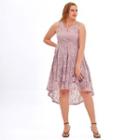 Plus Size Lace Panel V-neck Sleeveless Mini A-line Dress