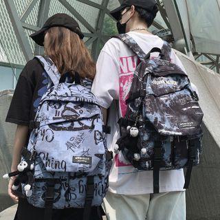Print Buckled Backpack / Charm / Set