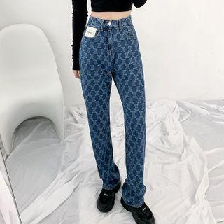 Pattern Straight Leg Jeans