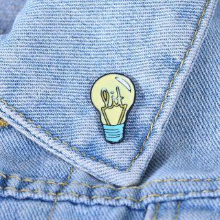 Lightbulb Brooch Blue & Yellow - One Size