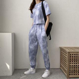 Set: Elbow-sleeve Tie Dye T-shirt + Pants
