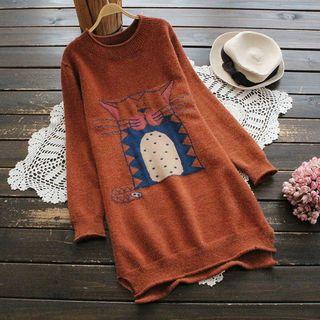 Long-sleeve Printed Sweater Dress