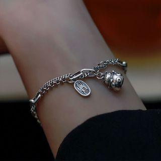 Fortune Cat Sterling Silver Bracelet Bracelet - One Size