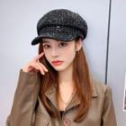 Plaid Sequined Newsboy Cap