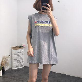 Slit-back Printed Tank Top
