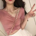 V-neck Ruched Crop Top