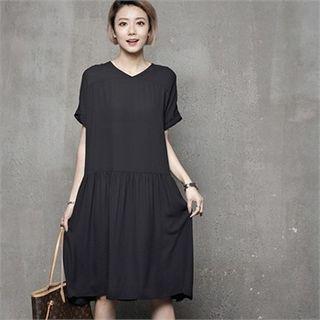 Shirred-waist Loose-fit Dress