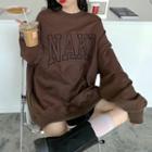Round-neck Embroidered Lettering Pullover