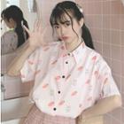 Carrot & Rabbit Elbow-sleeve Shirt As Shown In Figure - One Size
