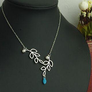 Beaded Leaf-accent Necklace