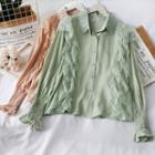 Lace Ruffled-trim Loose-fit Shirt