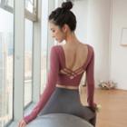 Long-sleeve Caged Back Crop T-shirt