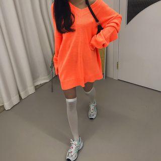 V-neck Oversized Neon Sweater