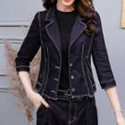 3/4-sleeve Denim Buttoned Coat