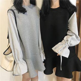 Striped Long-sleeve Panel T-shirt Dress