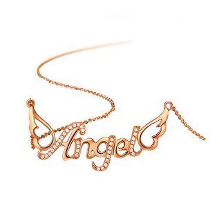 925 Sterling Silver Plated Rose Gold Angel Necklace With White Austrian Element Crystal