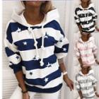 Star Pattern Striped Hoodie