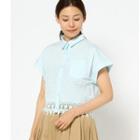 Crochet Lace Hem Short Sleeve Shirt