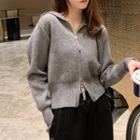 Long-sleeve Zipper Knit Hooded Jacket