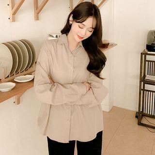Plus Size Dip-back Plain Shirt