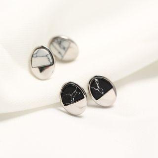 925 Sterling Silver Marble Print Turquoise Earring
