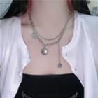 Smile Face Pendant Layered Chain Necklace As Shown In Figure - One Size