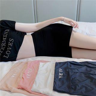 High-waist Printed Letter Skinny Shorts