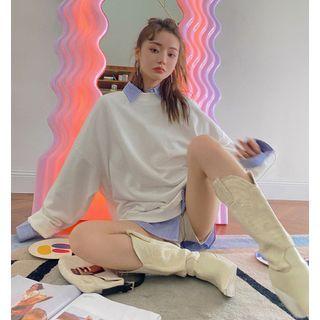 Drop Shoulder Plain Sweatshirt