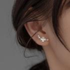 Sterling Silver Rhinestone Flower Stud Earring 1 Pair - S925 Silver - Silvre - One Size