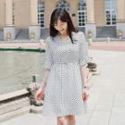 Drawstring-waist Polka-dot Dress