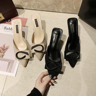 Geometric Buckled Stiletto Heel Slide Sandals