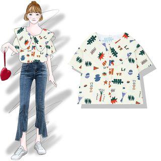 Short-sleeve All Over Print Top