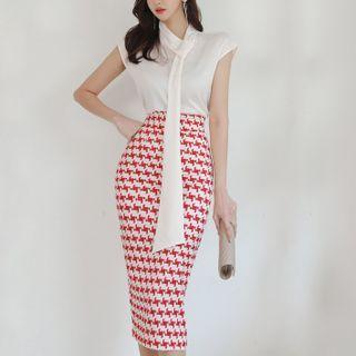 Set: Cap-sleeve Top + Pattern Fitted Skirt