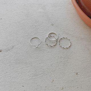 Heart Stacking Ring Set (4 Pcs) Silver - One Size