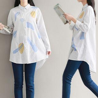 Embroidery Pinstriped Shirt