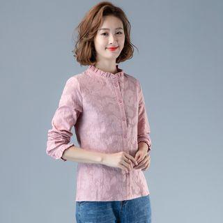 Plain Embroidered Wood Ear Trim Shirt