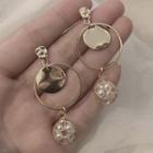 Bead Ball Cage Hoop Earrings 1 Pair - As Shown In Figure - One Size