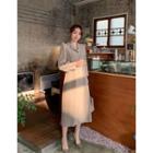 Puff-sleeve Pleated-hem Shirtdress With Belt