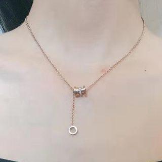 Rhinestone Pendant Necklace Bc1217 - Gold - One Size
