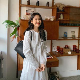 Lace-trim Gathered Maxi Dress