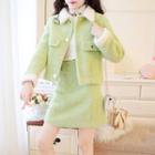 Set: Faux-fur Cropped Jacket + A-line Skirt