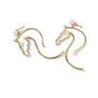 Faux Pearl Alloy Horse Dangle Earring 1 Pair - Gold - One Size