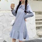 Lace-trim Shirt / Sleeveless Ruffle Hem Dress