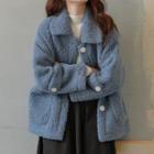 Fleece Button Jacket Blue - One Size