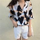 Short Sleeve Printed Shirt As Shown In Figure - One Size