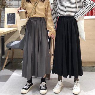 High-waist A-line Accordion Pleat Maxi Skirt