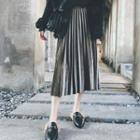 Velvet Midi Accordion Pleat Skirt