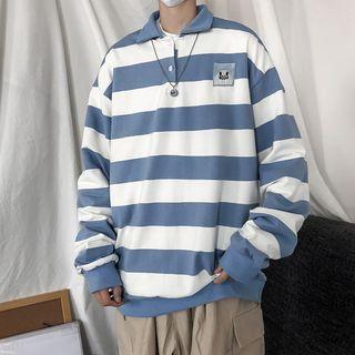 Long-sleeve Striped Polo T-shirt