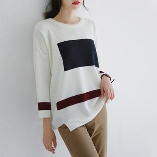 Color-block Asymmetric Knit Top